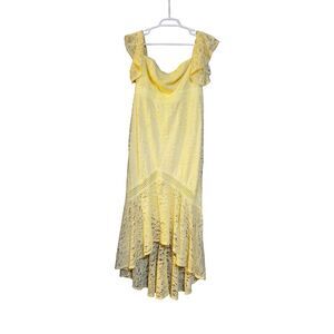 NWT Little Mistress Dress Women Sz 8 Petite Yellow Lace Cottagecore Fairycore